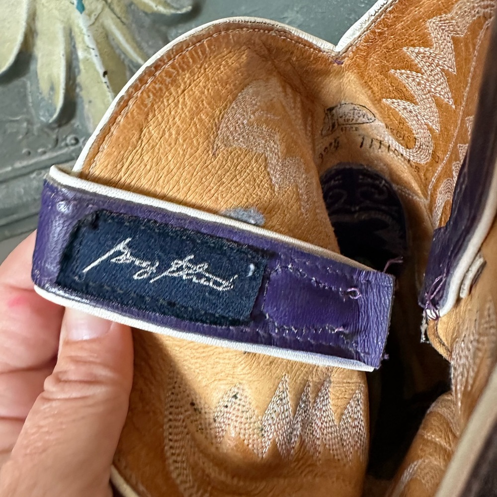 Justin Boots Purple and Brown Women's Cowboy Boots - Picture 7 of 16